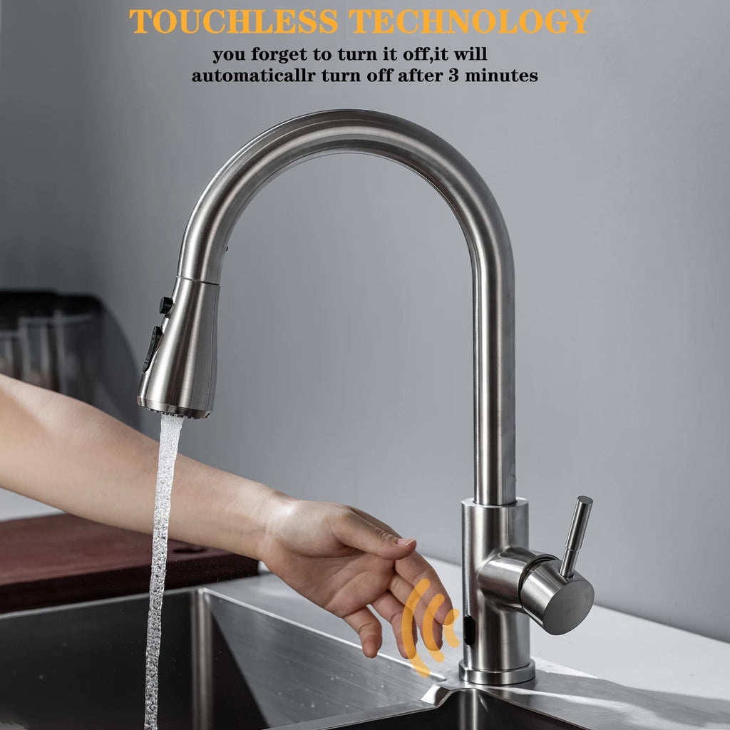 Smart Touchless Kitchen Faucets Crane For Sensor Kitchen Water Tap Sink Mixer Rotate Touchless Faucet Sensor Water Mixer
