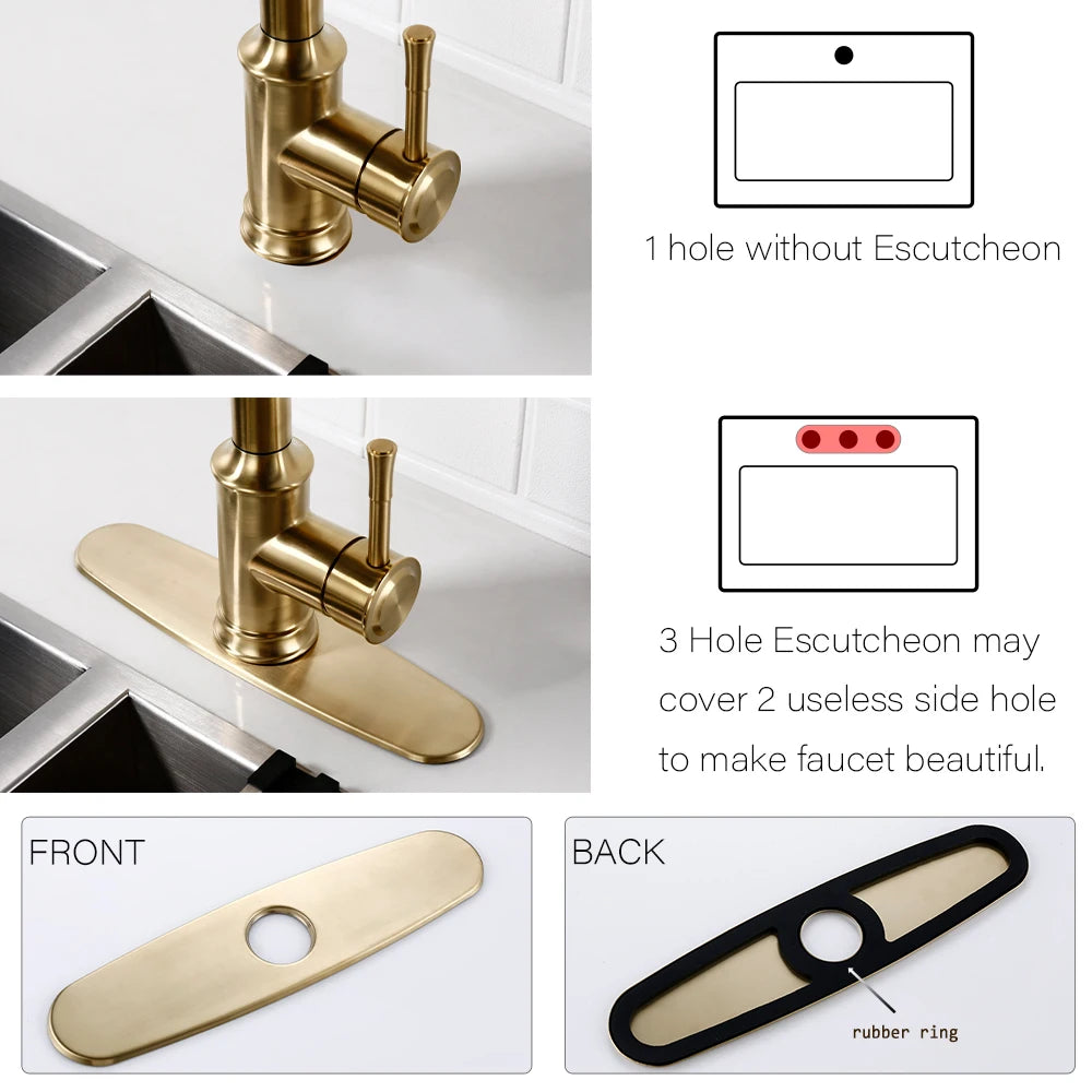 Touch Sensor Brushed Gold Brass Deck Mounted Kitchen Faucet 3 Function Single Handle Pull Out Mixer Hot and Cold Water Taps