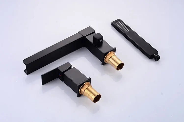 Bathroom basin faucet with Shower Head black widespread Waterfall faucet luxury Basin Mixer Hot And Cold shower room sink Faucet