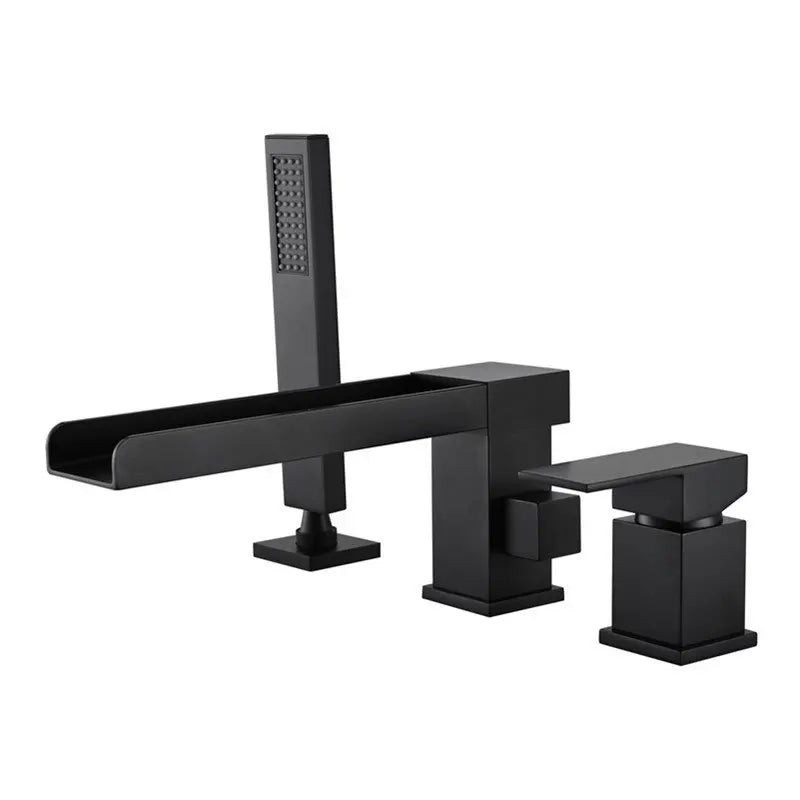 Bathroom basin faucet with Shower Head black widespread Waterfall faucet luxury Basin Mixer Hot And Cold shower room sink Faucet