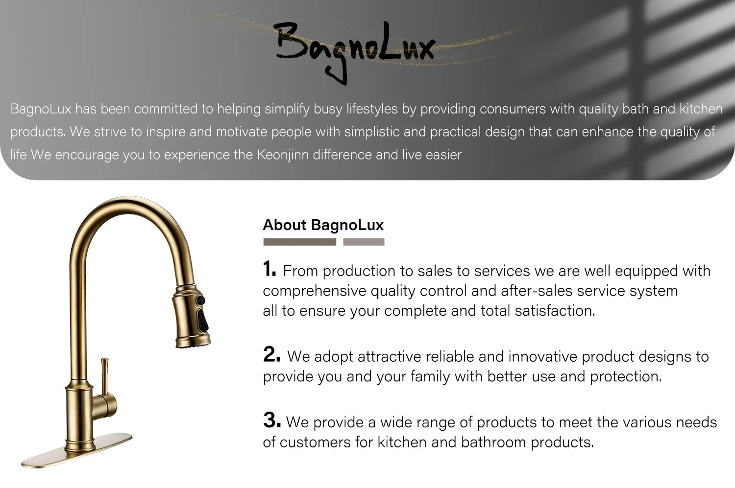 Touch Sensor Brushed Gold Brass Deck Mounted Kitchen Faucet 3 Function Single Handle Pull Out Mixer Hot and Cold Water Taps