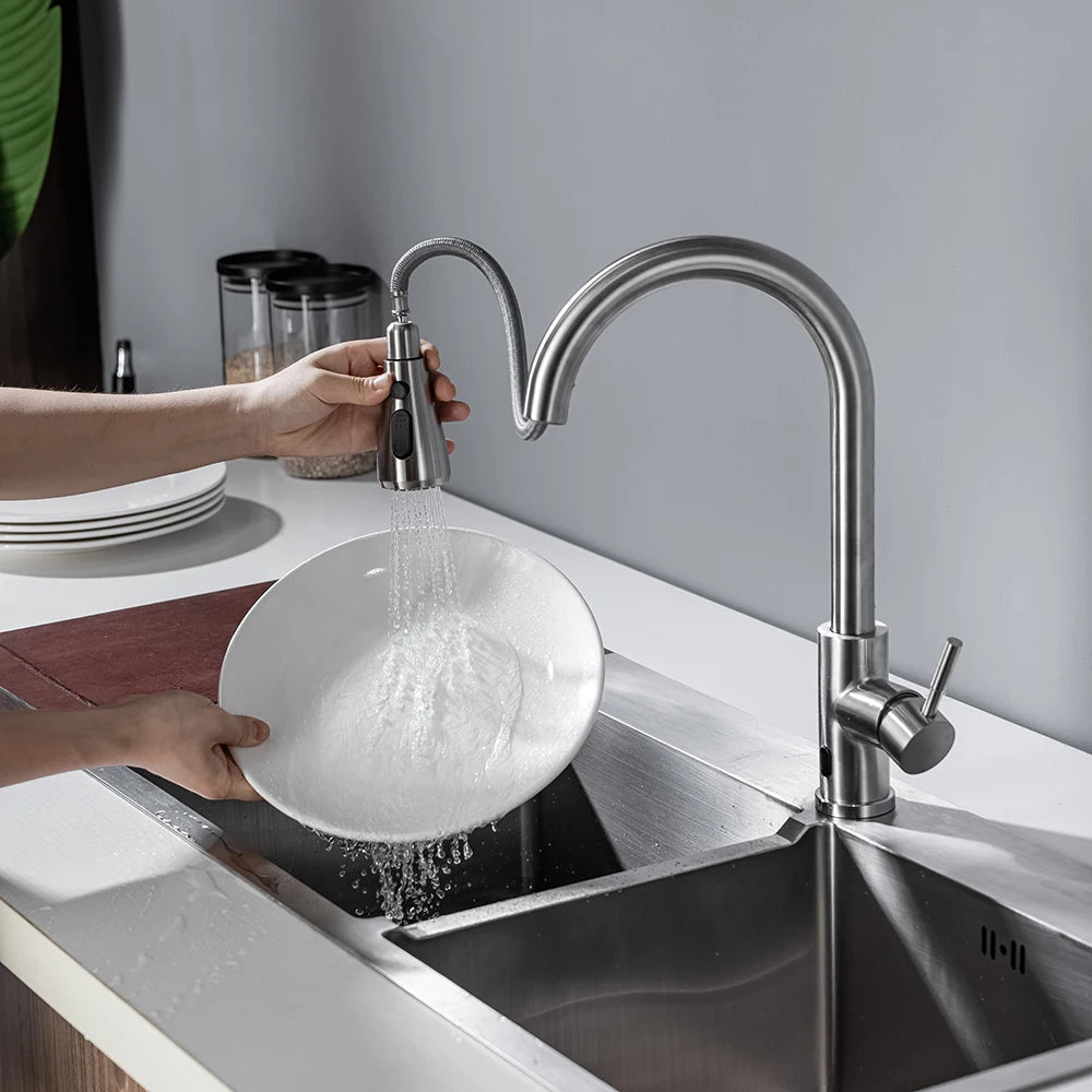 Smart Touchless Kitchen Faucets Crane For Sensor Kitchen Water Tap Sink Mixer Rotate Touchless Faucet Sensor Water Mixer