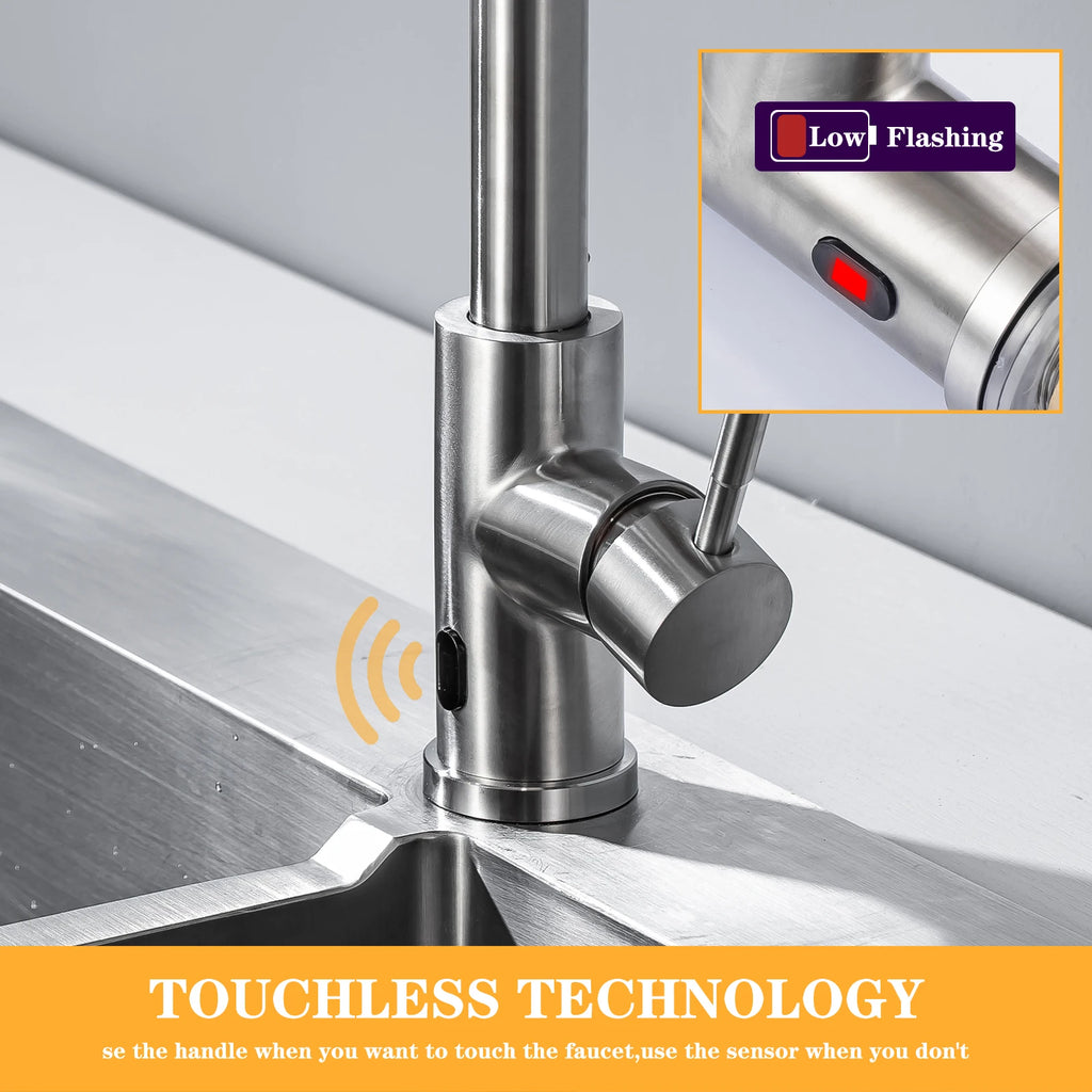 Smart Touchless Kitchen Faucets Crane For Sensor Kitchen Water Tap Sink Mixer Rotate Touchless Faucet Sensor Water Mixer