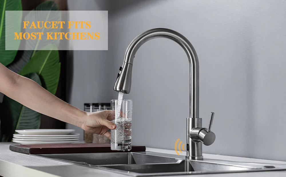 Smart Touchless Kitchen Faucets Crane For Sensor Kitchen Water Tap Sink Mixer Rotate Touchless Faucet Sensor Water Mixer