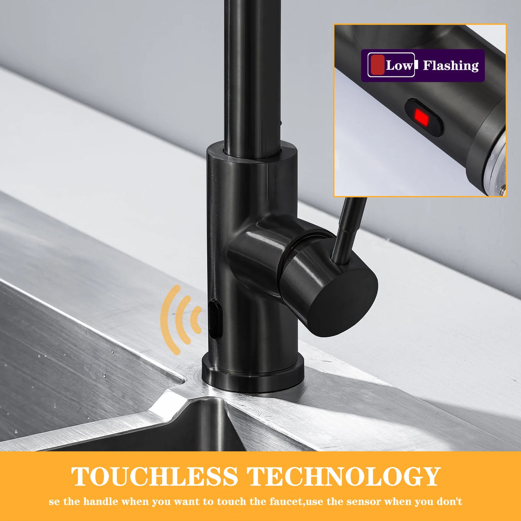 Smart Touchless Kitchen Faucets Crane For Sensor Kitchen Water Tap Sink Mixer Rotate Touchless Faucet Sensor Water Mixer