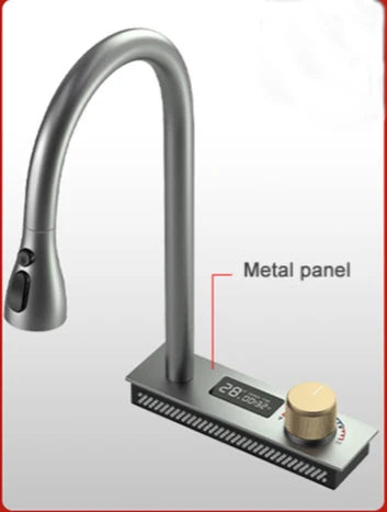 304 Stainless Steel Kitchen Waterfall Faucet Single-Hole Cold And Hot Water Faucet Can Rotate Multi-function Faucet