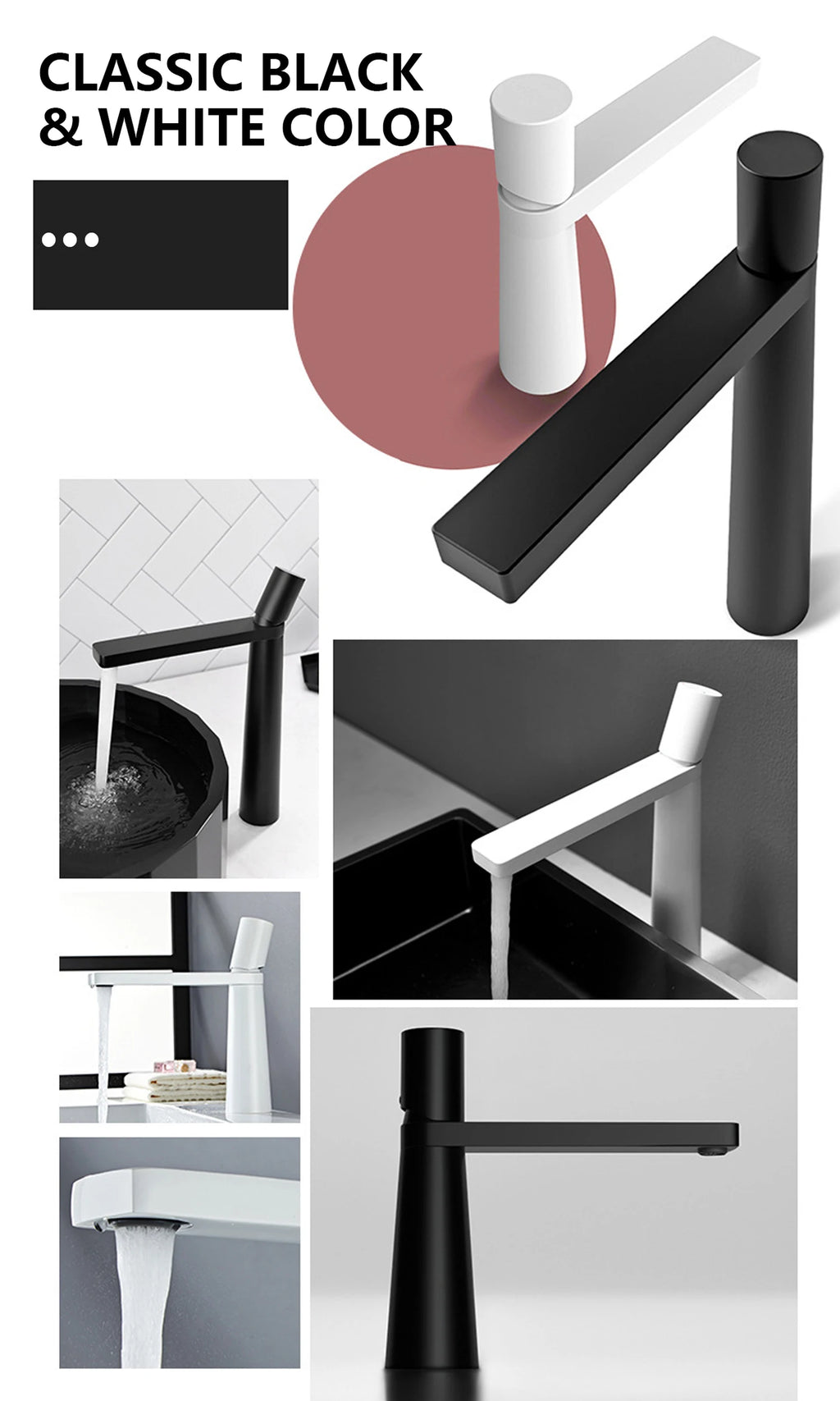 Bathroom Sink Faucet Single Hole Tall High Lavatory Vanity Basin Mixer Tap Commercial Modern Commercial Vessel Sink