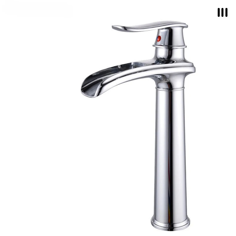 Luxury European-Style Antique Copper Waterfall Basin Faucet Home Bathroom Vanity Basin Hot & Cold Water Faucet