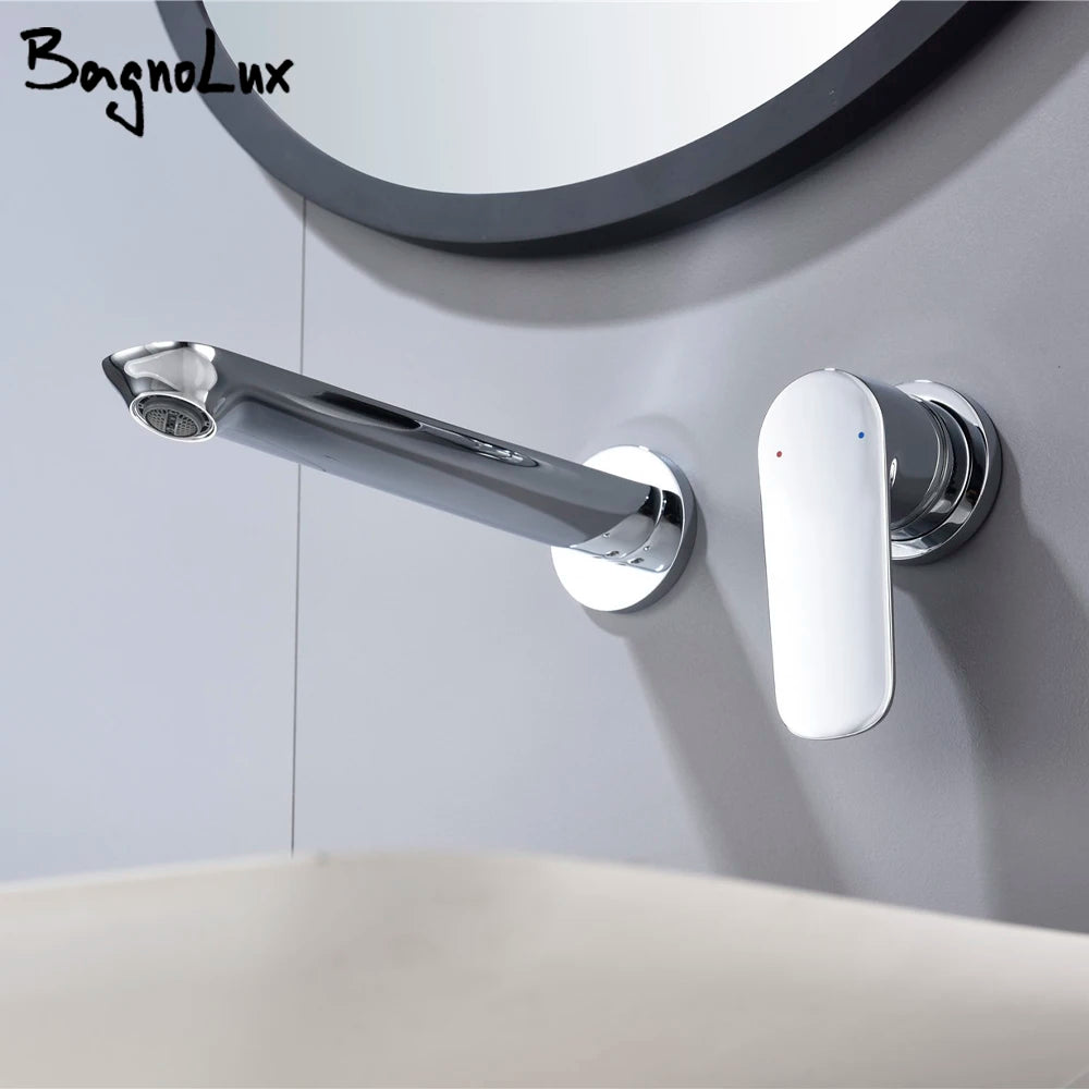 Bathroom wall mounted faucet concealed mixer bathroom wall tap hot and cold wall mixer basin Sink Faucet Single Handle Hot Cold
