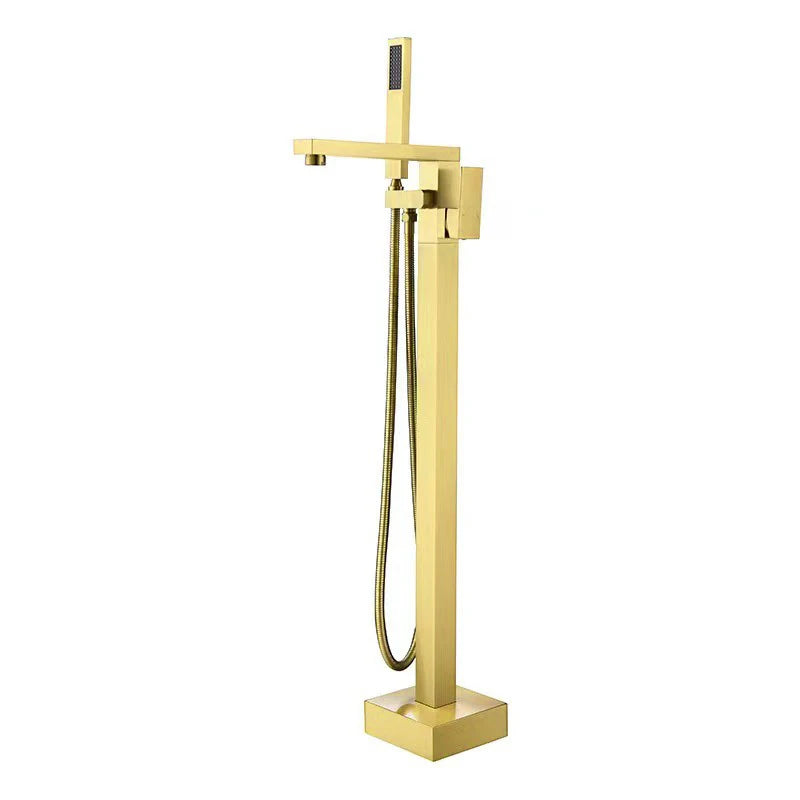 KEMAIDI Brass Freestanding Bathtub Shower Faucet Floor Tub Filler Mixer Tap 360 Degree Swivel Spout Shower Systerm Matte Black