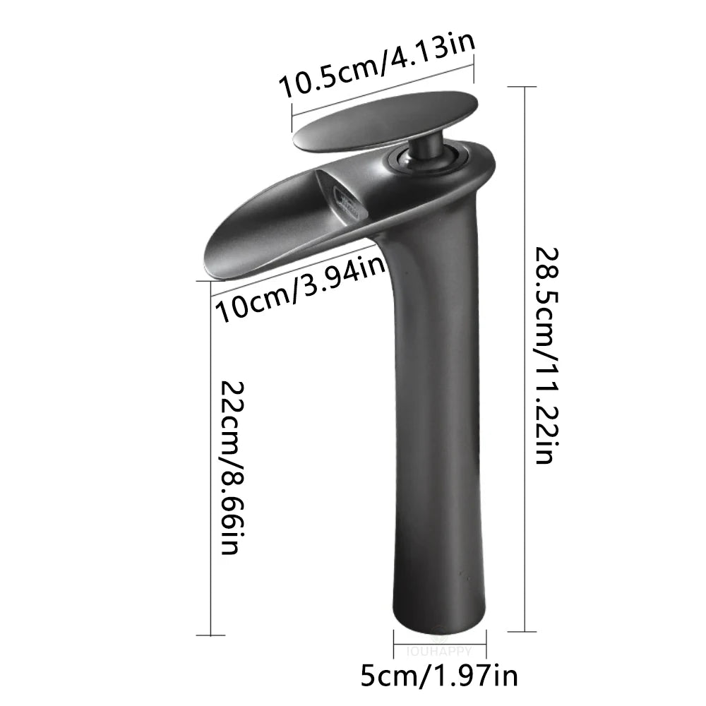 Waterfall Basin Faucet Cold and Hot Hand Washbasin Faucet Single Handle Bathroom Water Tap Desk Mounted Home Basin Mixer Tap