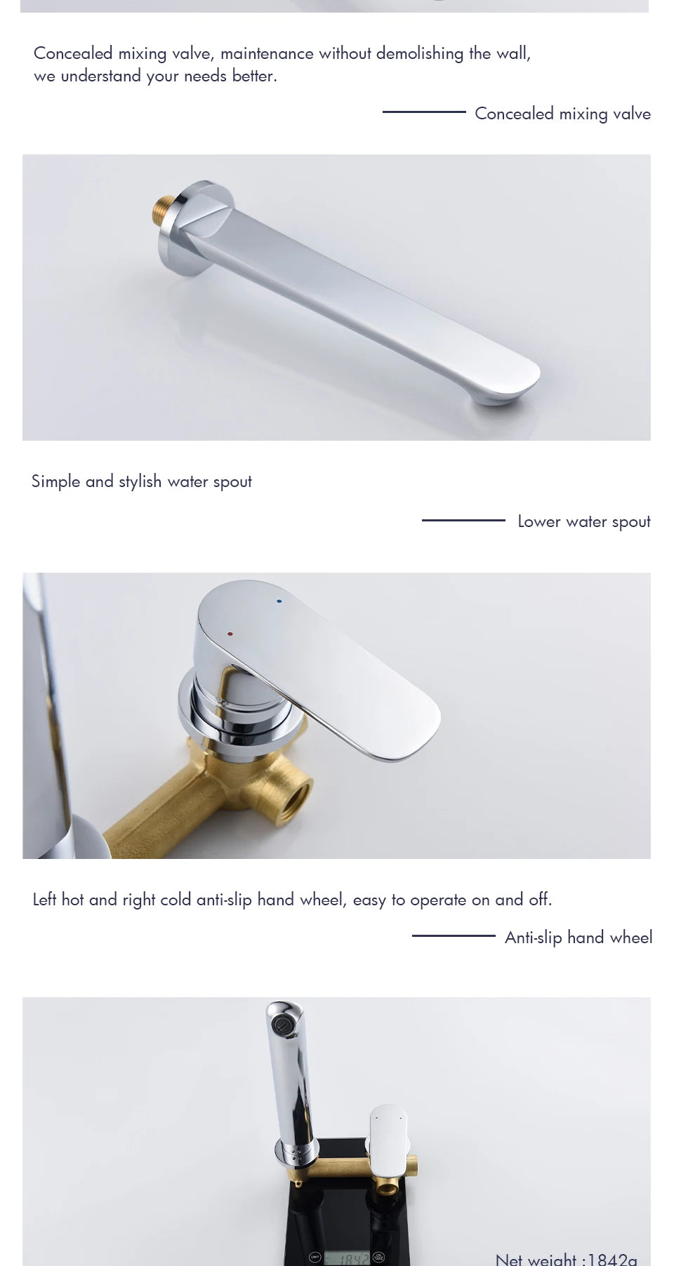 Bathroom wall mounted faucet concealed mixer bathroom wall tap hot and cold wall mixer basin Sink Faucet Single Handle Hot Cold