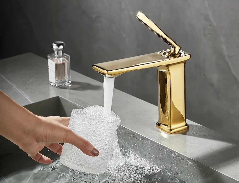 Basin faucet bathroom washbasin faucet hot and cold basin sink faucet bathroom faucet brushed gold faucet