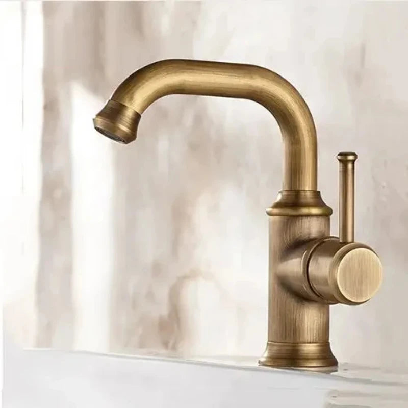 Basin Faucets Single Hole Bronze Black Crane Bathroom Faucets Hot Cold Water Mixer Tap Deck Mounted torneiras do banheiro