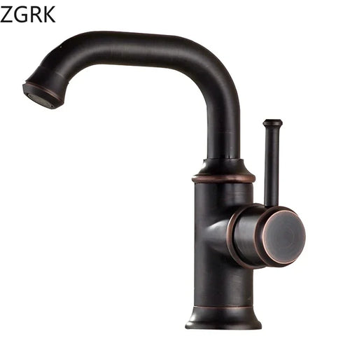 Basin Faucets Single Hole Bronze Black Crane Bathroom Faucets Hot Cold Water Mixer Tap Deck Mounted torneiras do banheiro