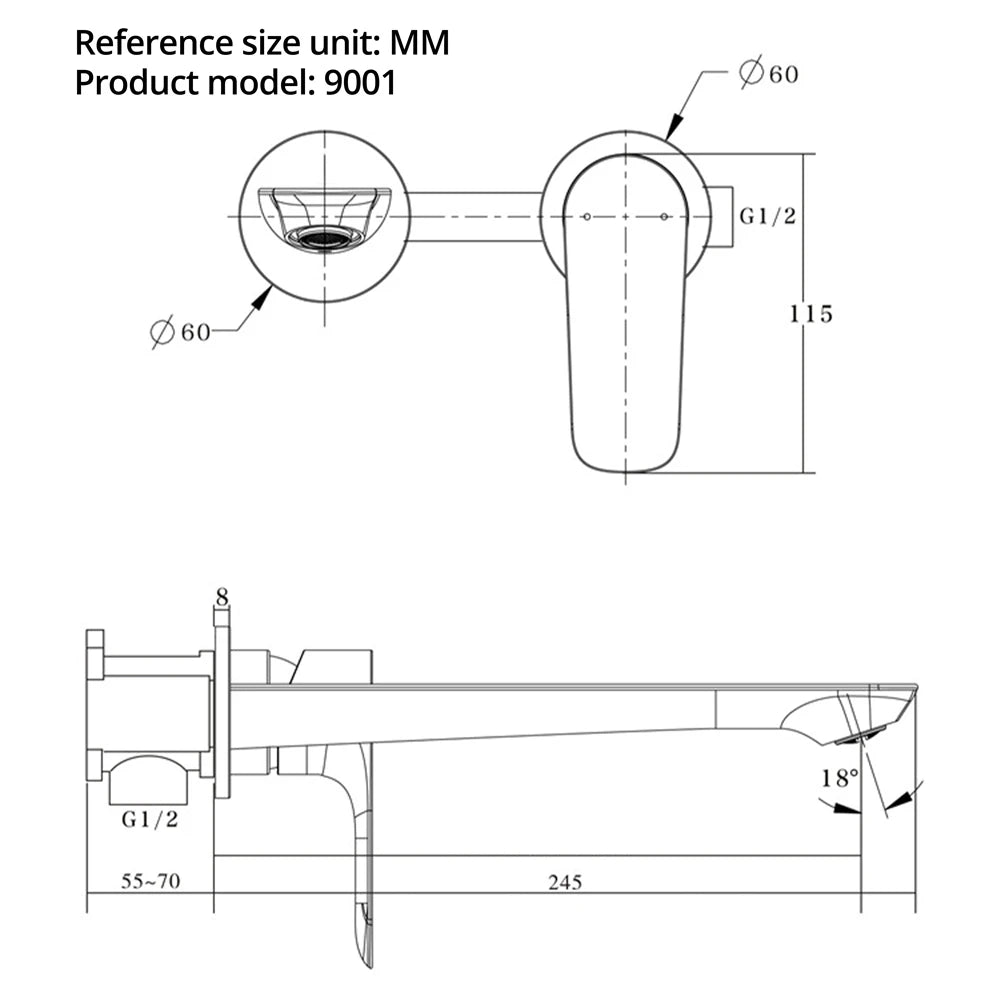 Bathroom wall mounted faucet concealed mixer bathroom wall tap hot and cold wall mixer basin Sink Faucet Single Handle Hot Cold