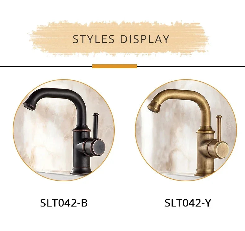 Basin Faucets Single Hole Bronze Black Crane Bathroom Faucets Hot Cold Water Mixer Tap Deck Mounted torneiras do banheiro