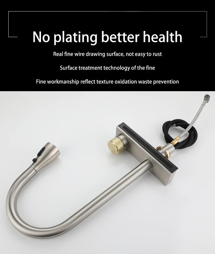 304 Stainless Steel Kitchen Waterfall Faucet Single-Hole Cold And Hot Water Faucet Can Rotate Multi-function Faucet