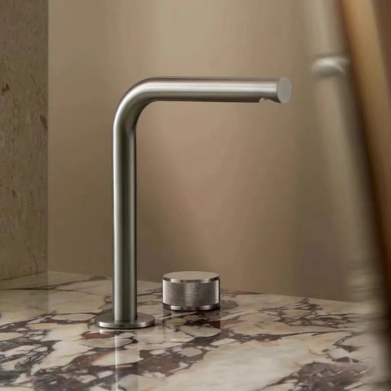 Brushed Rose gold Basin faucet two holes Gun Grey Widespread bathroom faucet Brushed Gold sink tap rotating widespread basin Tap