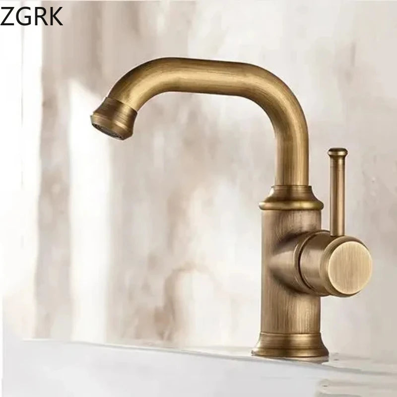 Basin Faucets Single Hole Bronze Black Crane Bathroom Faucets Hot Cold Water Mixer Tap Deck Mounted torneiras do banheiro