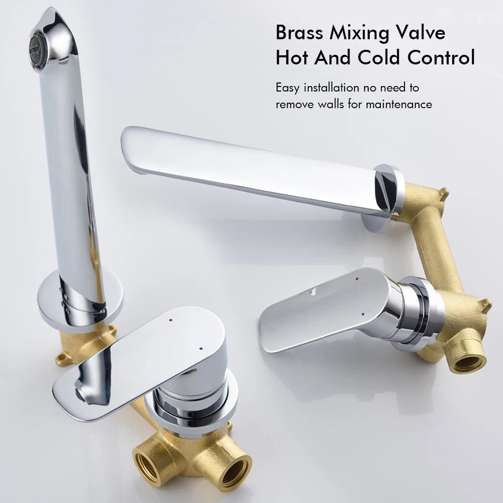 Bathroom wall mounted faucet concealed mixer bathroom wall tap hot and cold wall mixer basin Sink Faucet Single Handle Hot Cold