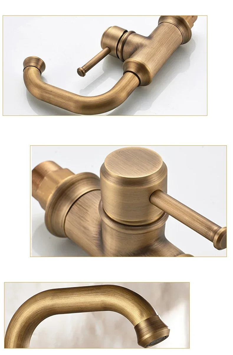 Basin Faucets Single Hole Bronze Black Crane Bathroom Faucets Hot Cold Water Mixer Tap Deck Mounted torneiras do banheiro