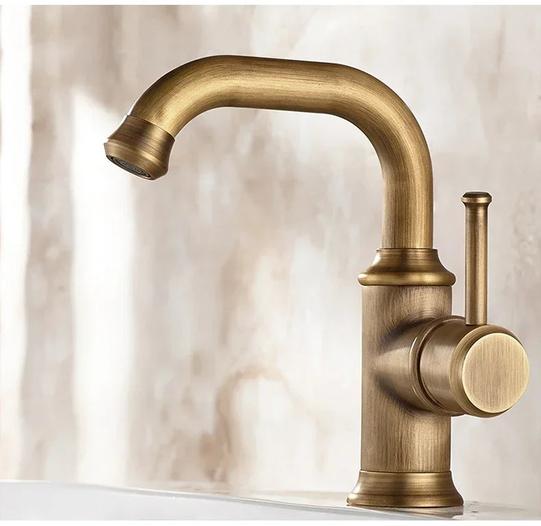Basin Faucets Single Hole Bronze Black Crane Bathroom Faucets Hot Cold Water Mixer Tap Deck Mounted torneiras do banheiro