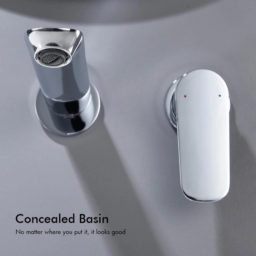 Bathroom wall mounted faucet concealed mixer bathroom wall tap hot and cold wall mixer basin Sink Faucet Single Handle Hot Cold