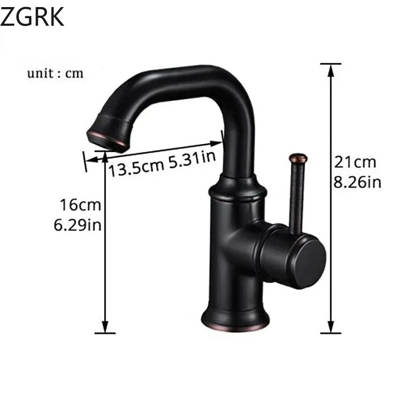 Basin Faucets Single Hole Bronze Black Crane Bathroom Faucets Hot Cold Water Mixer Tap Deck Mounted torneiras do banheiro