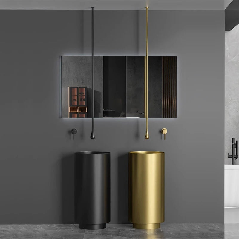 Water Drop Ceiling Mounted Bathroom Faucet Solid Brass Wall Mounted Hot Cold Water Sink Mixer Tap for Basin Bathtub