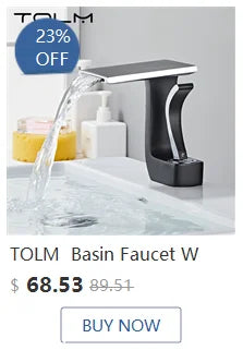 TOLM 3PCS Bathroom Bathtub Faucet Basin Faucet Deck Mounted Spa Tub Mixer Tap Cold Hot Mixer Waterfall Matte Black White Color