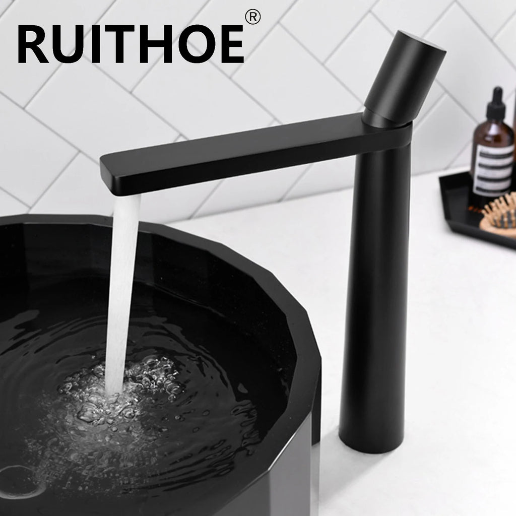 Bathroom Sink Faucet Single Hole Tall High Lavatory Vanity Basin Mixer Tap Commercial Modern Commercial Vessel Sink