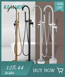 KEMAIDI Brass Freestanding Bathtub Shower Faucet Floor Tub Filler Mixer Tap 360 Degree Swivel Spout Shower Systerm Matte Black