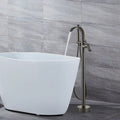 Black Bathtub Faucet Set Floor Decked Brushed Gold Brass Waterfall Bathtub Mixer Morden Style Gold Bathroom Taps