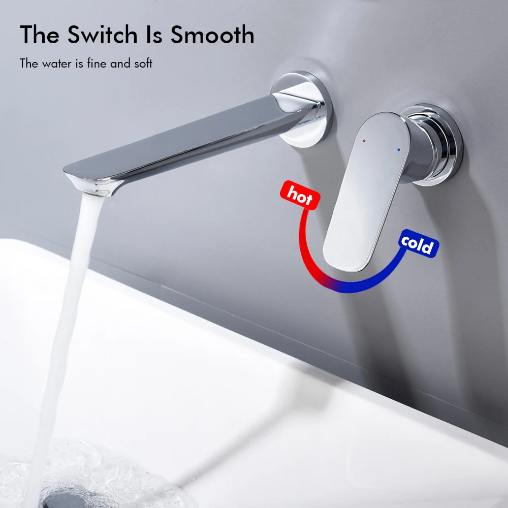 Bathroom wall mounted faucet concealed mixer bathroom wall tap hot and cold wall mixer basin Sink Faucet Single Handle Hot Cold