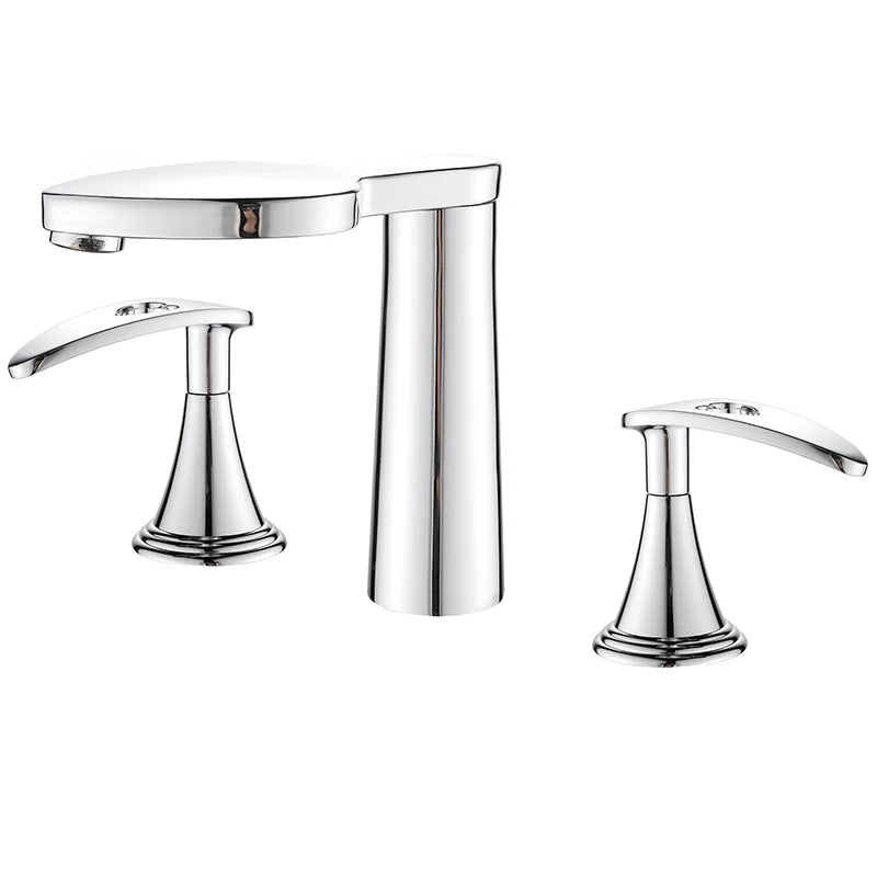 TOLM 3PCS Bathroom Bathtub Faucet Basin Faucet Deck Mounted Spa Tub Mixer Tap Cold Hot Mixer Waterfall Matte Black White Color