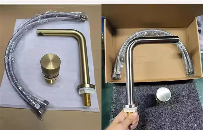 Brushed Rose gold Basin faucet two holes Gun Grey Widespread bathroom faucet Brushed Gold sink tap rotating widespread basin Tap