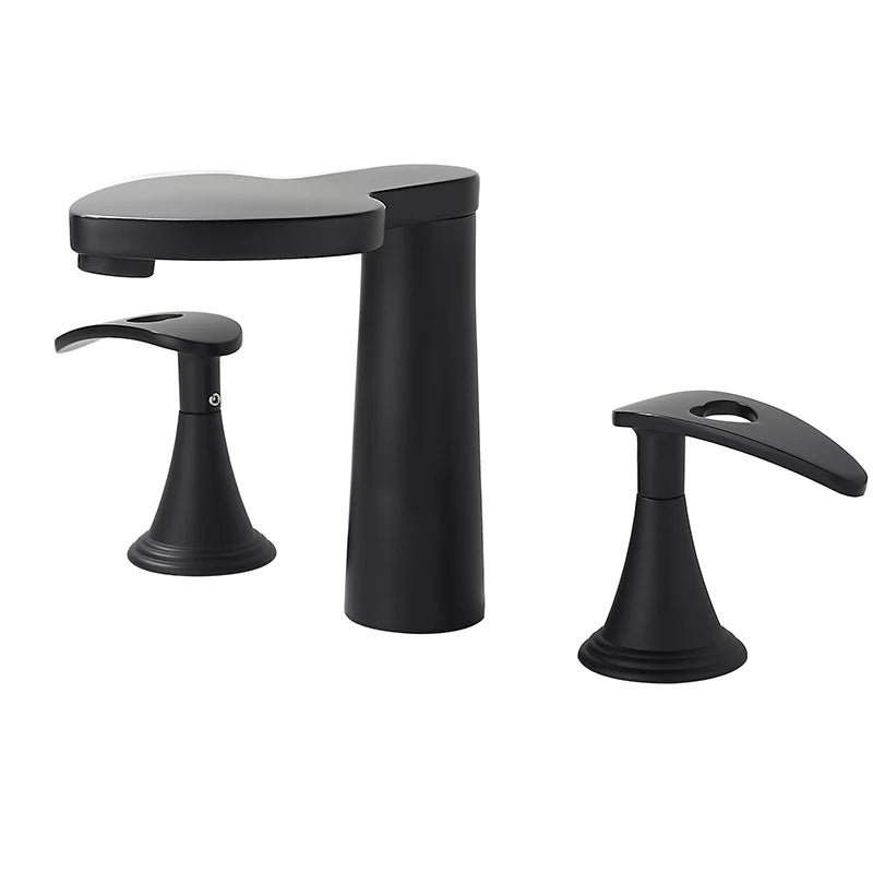 TOLM 3PCS Bathroom Bathtub Faucet Basin Faucet Deck Mounted Spa Tub Mixer Tap Cold Hot Mixer Waterfall Matte Black White Color