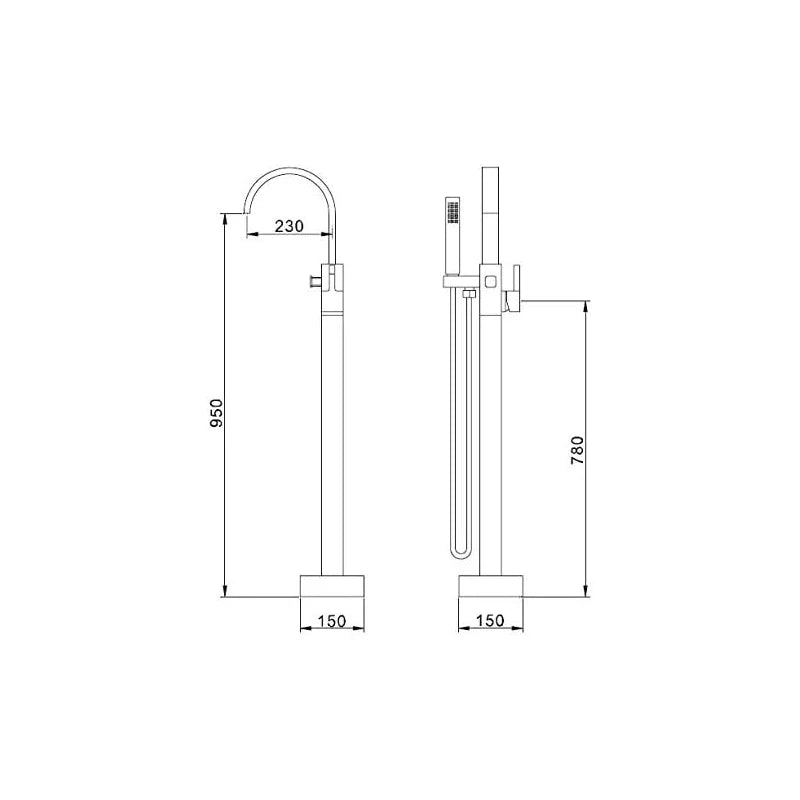 Brushed Gold Floor Mounted Bathtub Faucet Shower Faucet Waterfall Spout Free Standing Tub Mixer Tap