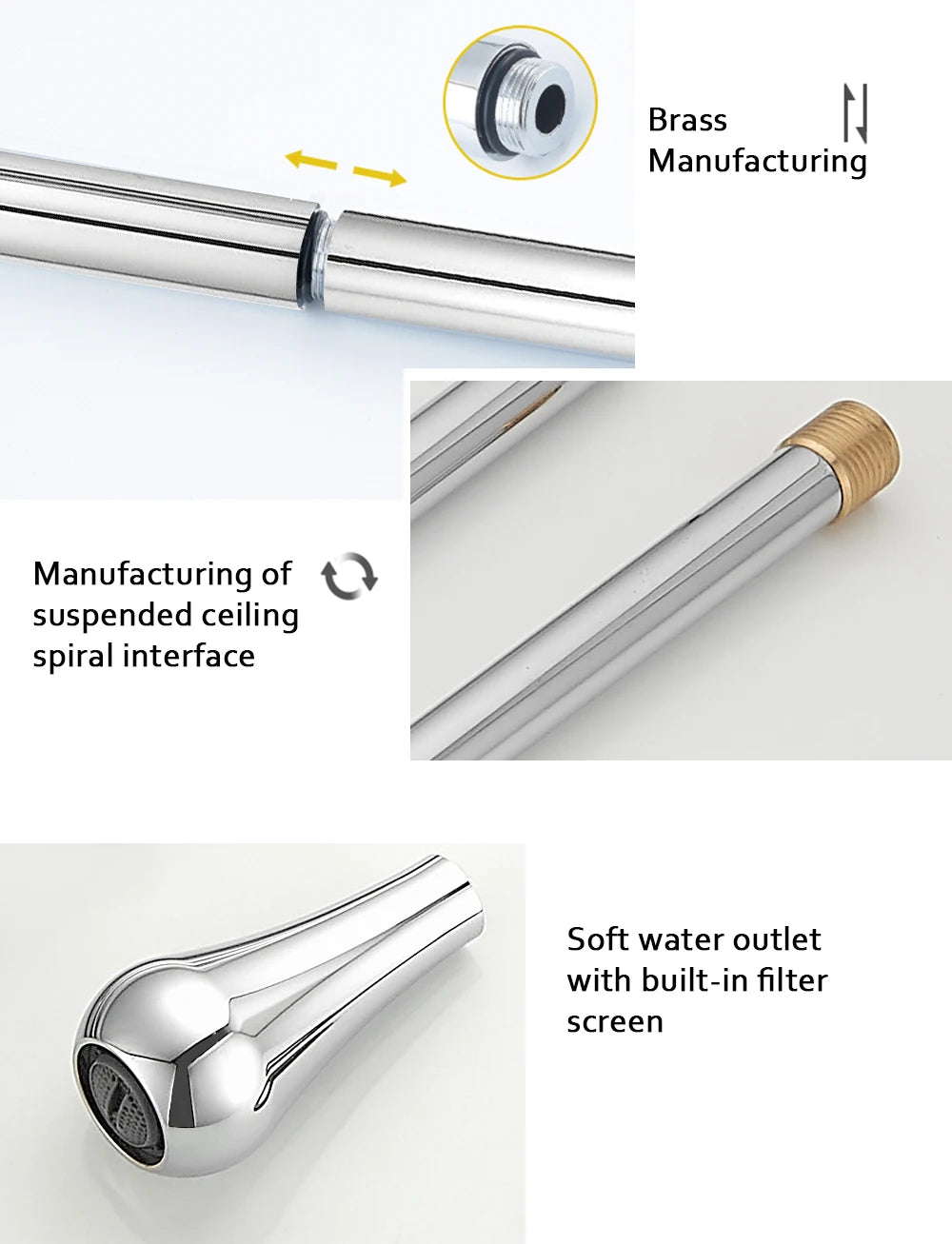 Water Drop Ceiling Mounted Bathroom Faucet Solid Brass Wall Mounted Hot Cold Water Sink Mixer Tap for Basin Bathtub