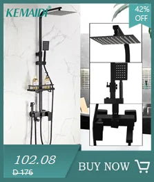 KEMAIDI Brass Freestanding Bathtub Shower Faucet Floor Tub Filler Mixer Tap 360 Degree Swivel Spout Shower Systerm Matte Black