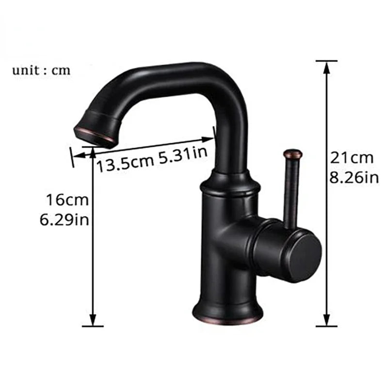 Basin Faucets Single Hole Bronze Black Crane Bathroom Faucets Hot Cold Water Mixer Tap Deck Mounted torneiras do banheiro
