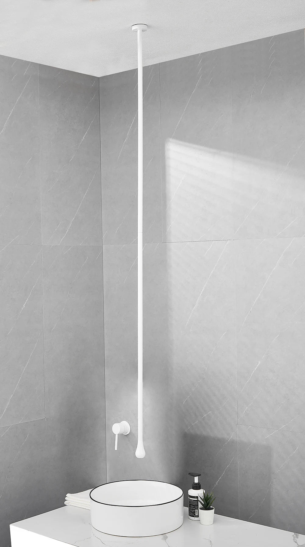 Water Drop Ceiling Mounted Bathroom Faucet Solid Brass Wall Mounted Hot Cold Water Sink Mixer Tap for Basin Bathtub