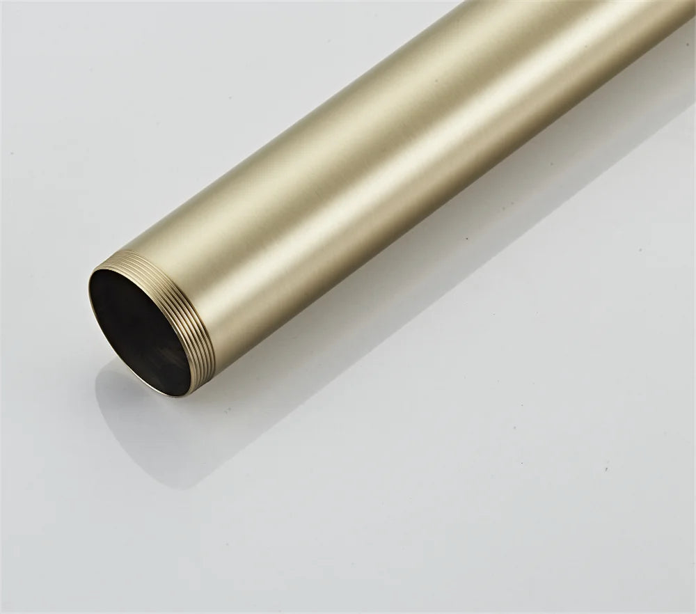 Black Bathtub Faucet Set Floor Decked Brushed Gold Brass Waterfall Bathtub Mixer Morden Style Gold Bathroom Taps