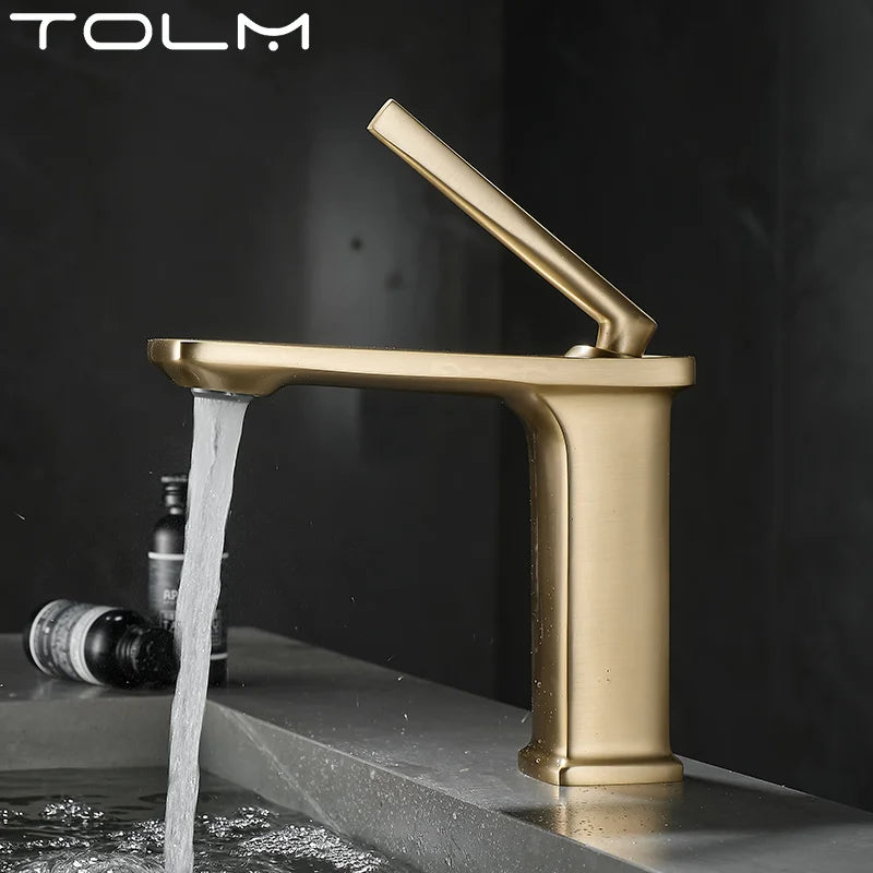 Basin faucet bathroom washbasin faucet hot and cold basin sink faucet bathroom faucet brushed gold faucet